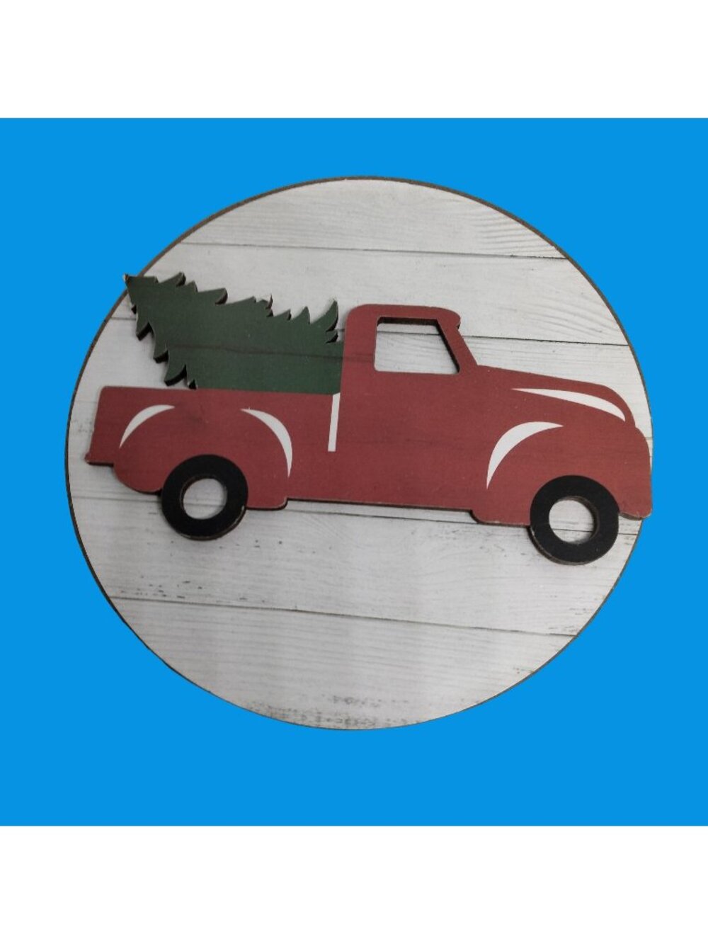 Red Truck Christmas Tree Plaque 4 inch Craft Piece 3D Christmas Ornament